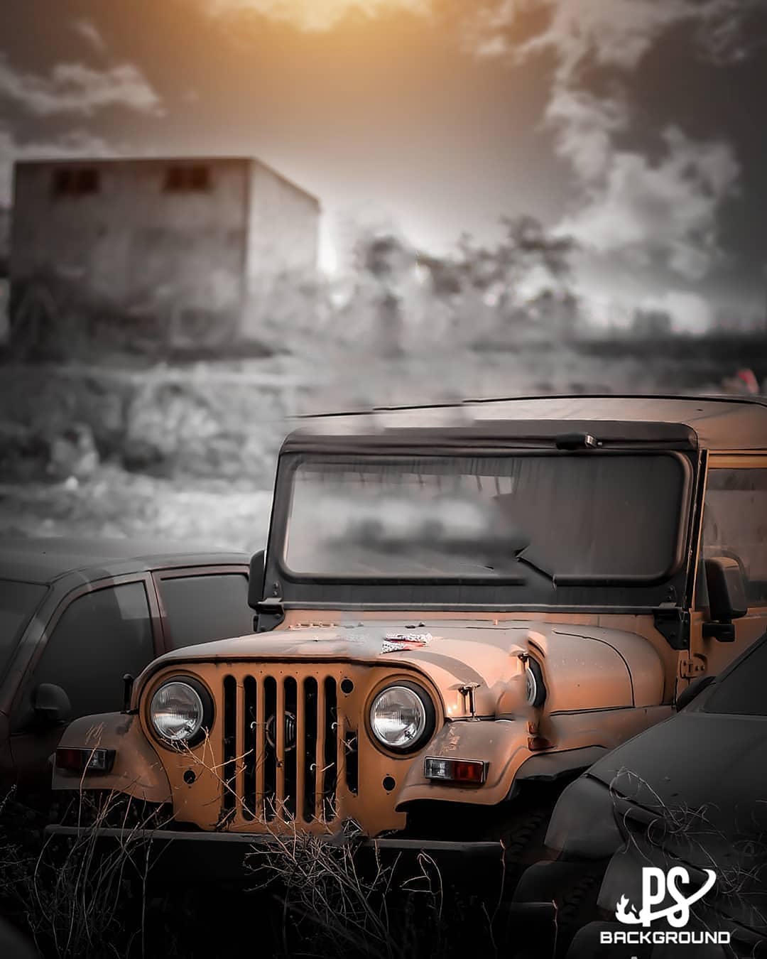 Red Jeep PicsArt Background Free Stock Image