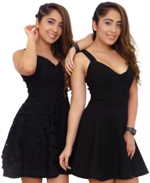 Twin Black Dressed Girls PNG