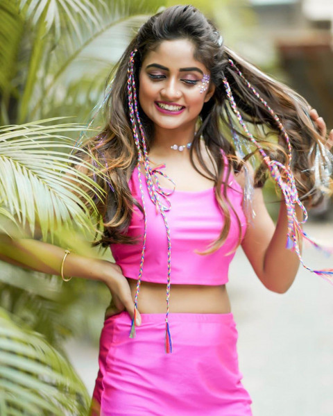 Nisha Guragain Cute Pink dre