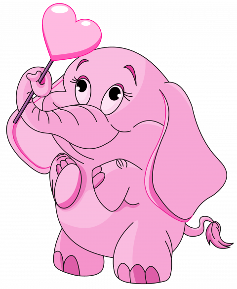 Pink Love Elephant PNG Clipa