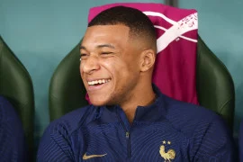 Kylian Mbappé laughing Paris