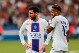 Neymar JR with Lionel Messi