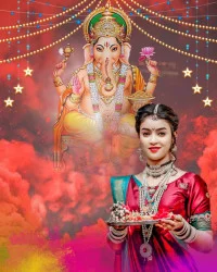 Saree Girl Ganesh Ji Photo E