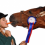 Girl eating carrot with horse PNG HD